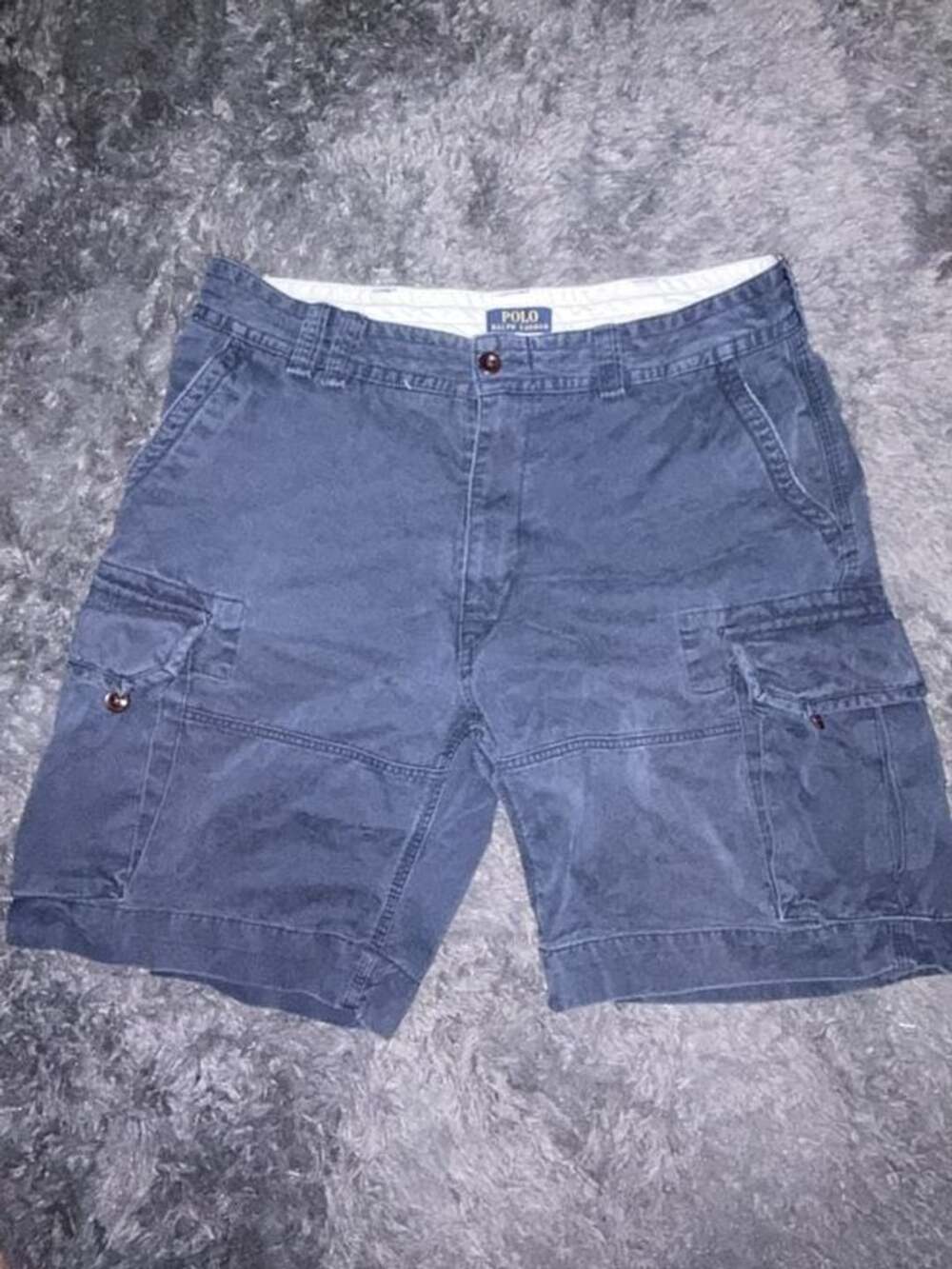 Polo Ralph Lauren Cargo Shorts Size 35 Navy Blue Cotton